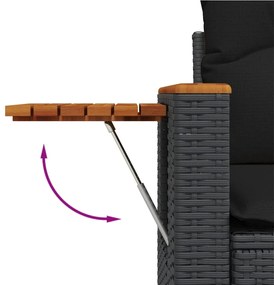 11 pcs conjunto sofás de jardim c/ almofadões vime PE preto