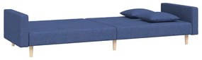 Sofá-cama 2 lugares com duas almofadas tecido azul