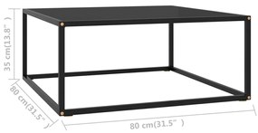 Mesa de centro 80x80x35 cm vidro preto