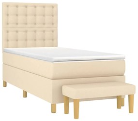 Cama com molas/colchão 90x190 cm tecido cor creme