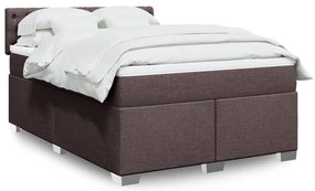 vidaXL Cama com molas/colchão 160x200 cm tecido castanho-escuro