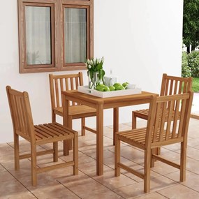 vidaXL 5 pcs conjunto de jantar p/ jardim madeira de teca maciça