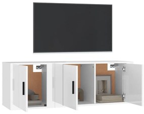 2 pcs conjunto móveis de TV derivados madeira branco brilhante