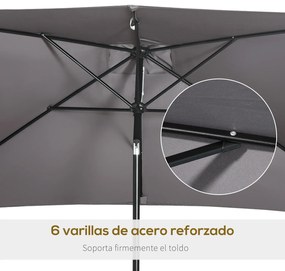 Outsunny Chapéu de Sol de Alumínio 200x300x240cm Chapéu de Sol Retangular de Jardim Inclinável com Manivela e Mastro Desmontável para Terraço Piscina Pátio Exterior Cinza