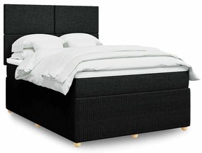 vidaXL Cama com molas/colchão 140x190 cm tecido preto