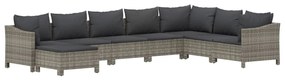 8 pcs conjunto lounge de jardim c/ almofadões vime PE cinzento