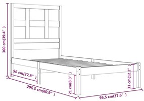 Estrutura de cama 90x200 cm pinho maciço branco