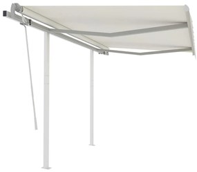 Toldo retrátil manual com postes 3,5x2,5 m cor creme