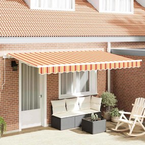 Toldo Retrátil Multicolorido e Amarelo e Laranja e Branco