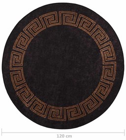 Tapete lavável antiderrapante φ120 cm preto e dourado
