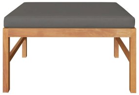 3 pcs conj. lounge de jardim + almofadões cinzento-escuro teca