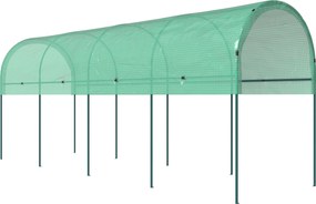 Outsunny Estufa resistente ao inverno, estufa de plástico com telhado arqueado, estacas de solo, estufa 400 x 120 x 170cm verde | Aosom Portugal