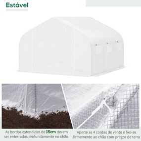 Estufa Tipo Túnel 350x300x200 cm com Porta Enrolável 6 Janelas Estufa