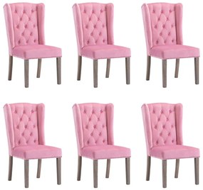 vidaXL Cadeiras de jantar 6 pcs veludo rosa