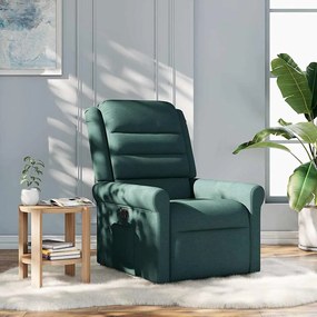 vidaXL Poltrona reclinável tecido verde-escuro