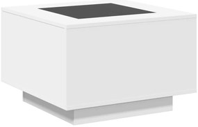 Mesa de centro c/LEDs 60x60x40cm contraplacado branco brilhante