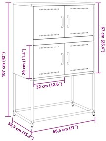 Aparador 68,5x38,5x107 cm aço rosa