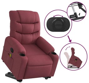 Poltrona elevatória de massagens elétrica tecido vermelho tinto