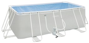 Piscina Desmontável Tubular 440x240x122cm Piscina Retangular de Exterior com Purificador 4.000L/H Mangueiras de Comprimento 100cm e Estrutura de Aço C