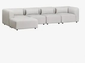 Sofá Modular De 4 Peças Com Puff Estofado Fogler Tecido Cinza Claro - Sklum