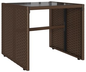 4 pcs conjunto sofás de jardim c/ almofadões vime PE castanho