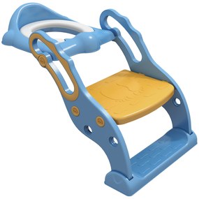 ZONEKIZ Redutor Sanita com Escada para Crianças de 2-6 Anos Dobrável Ajustável com Escada Antiderrapante 67,9x42,8x51,5 cm Azul | Aosom Portugal