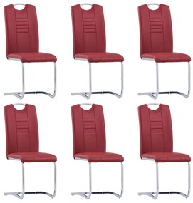 7 pcs conjunto de jantar couro artificial vermelho