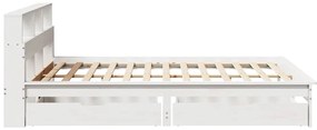 Cama com estante sem colchão 120x200 cm pinho maciço branco