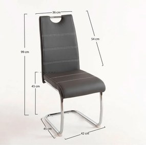 Conjunto de 2 Cadeiras Halley Cantilever em Couro Artificial Cinzento