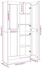 Vitrine 82,5x30,5x185,5 cm derivados de madeira carvalho fumado