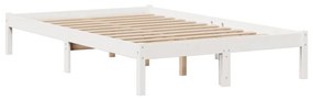 Cama com estante sem colchão 120x200 cm pinho maciço branco