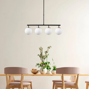 Chandelier Fazli – Preto, Dourado e Branco – 70 x 15 x 43-87 cm