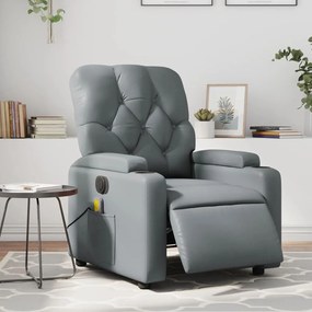 vidaXL Poltrona massagens reclinável elétrica couro artif. cinzento