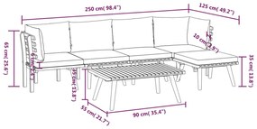 6 pcs conjunto lounge de jardim com almofadões acácia maciça