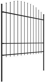 Cerca de jardim com topo em lanças (1,5-1,75)x10,2 m aço preto