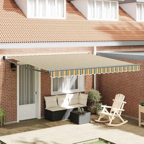 Toldo Retrátil Manual vidaXL Verde e Amarelo 400x300 cm