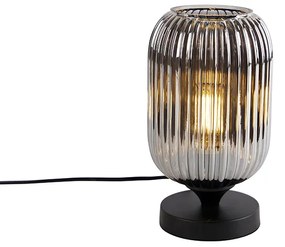 Candeeiro de mesa Art Deco preto com vidro fumê - Banci Art Deco