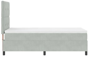 Cama Box Spring com Colchão vidaXL Cinza Claro 90x200 cm Veludo