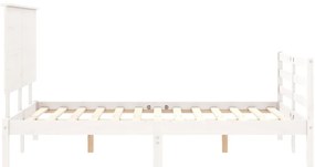 Estrutura de cama com cabeceira 140x190cm madeira maciça branco