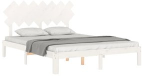 Cama sem colchão 140x200 cm madeira de pinho maciça branco