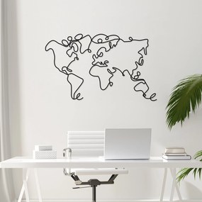 Acessório Decorativo de Parede World Map – Preto – 120 x 70 x 1,5 cm