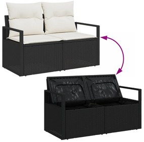Conjunto de Sofá de Jardim vidaXL de 7 Peças com Almofadas Preto Ratta