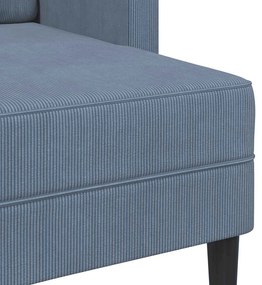 Sofá 2 lugares com Chaise em L 125 cm linho azul