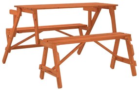 Mesa de piquenique c/ bancos 2-em-1 conversível abeto maciço