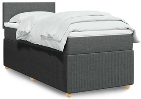 Cama com molas/colchão 90x190 cm tecido cinza-escuro