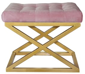 Pouffe Capraz – Dourado e Rosa – 50x42x40 cm