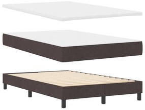 Cama Box Spring com Colchão &amp; LED Marrom Escuro 120x190 cm Tecido