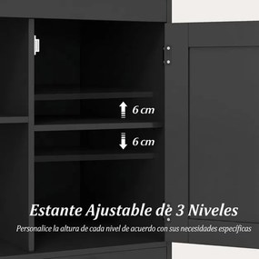 Mesa apoio, mesa cabeçeira Rústica 60 x 60 x 61 cm com Estação de Carregamento, com Porta Deslizante para Quarto e Sala Preto + Natural