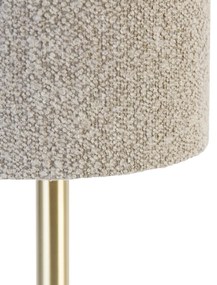 Candeeiro de mesa clássico latão com abajur taupe 20 cm - Simplo Design