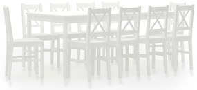 vidaXL 11 pcs conjunto de jantar em madeira de pinho branco